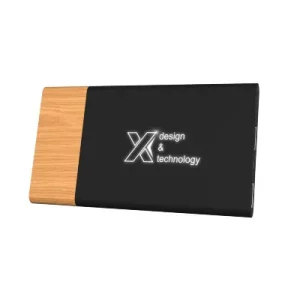 objet publicitaire logo lumineux batterie externe bois